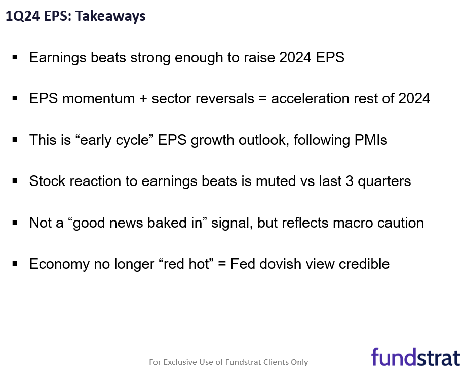 5 takeaways from earnings season and why muted reaction to beats is not late cycle signal.