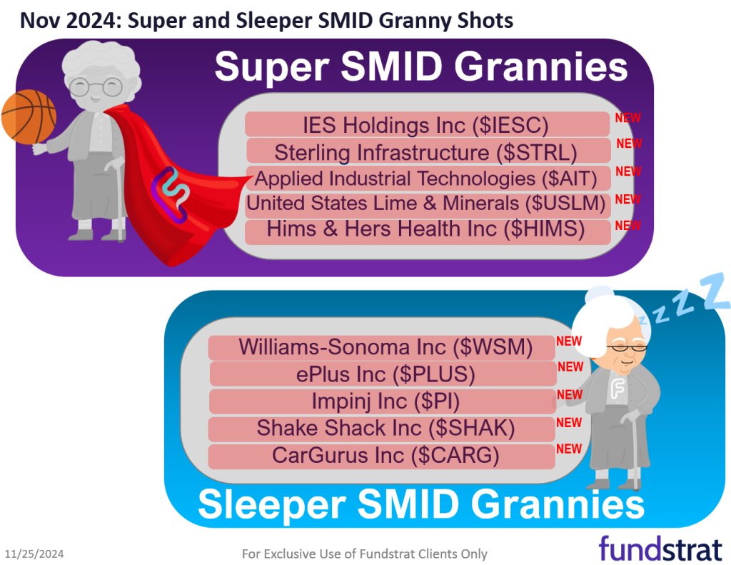 November Top Stock Ideas and Super SMID Granny Market Update + SMID Granny November Rebalance +27 adds/ -25 deletes.