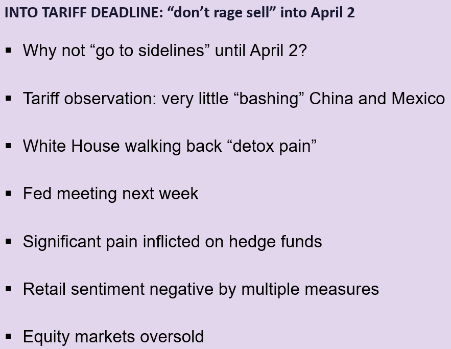 While market expectations for March FOMC incrementally hawkish, we expect Wed FOMC to be dovish and positive for stocks