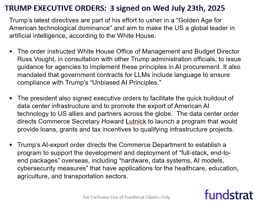 S&P 500 up 2.6% in July so far. Next week big macro (FOMC, jobs, tariffs) but we expect stocks to finish July strong.