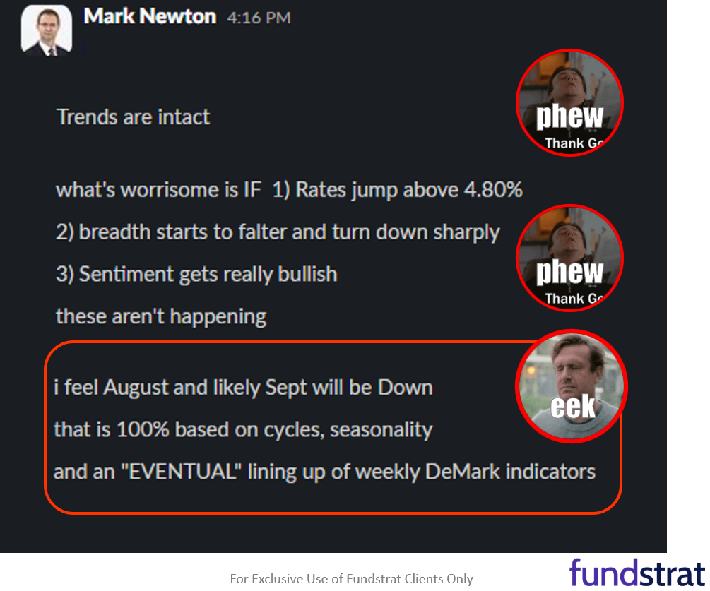 Equities consolidated the past 2 days, healthy digestion of 3% MTD gains. Probabilities favor stocks rising post-July FOMC rate decision.
