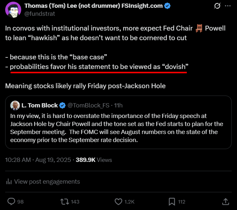 As we move into the final months of 2025, the key pivots are dovish Fed and ISM recovery >50