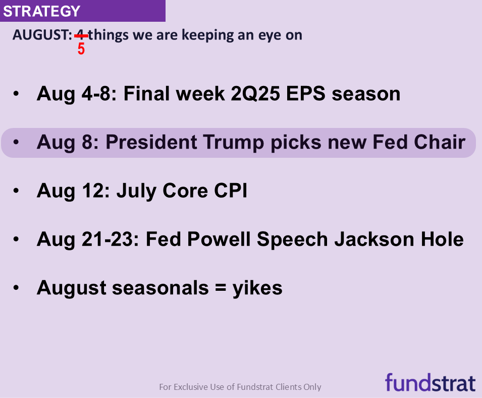 President Trump to announce new Fed Chair by end of week, likely view as dovish by markets.