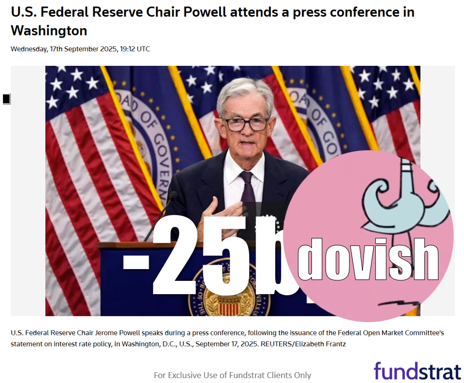 Fed 25bp cut is start of an easing cycle = positive. OW MAG7, Crypto and small-caps/financials